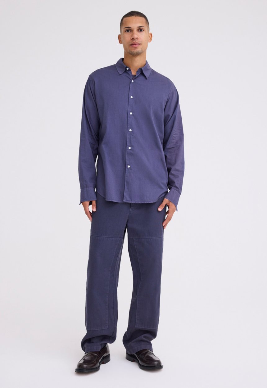 Jac + Jack Folded Collar Cotton Shirt - Sly Blue